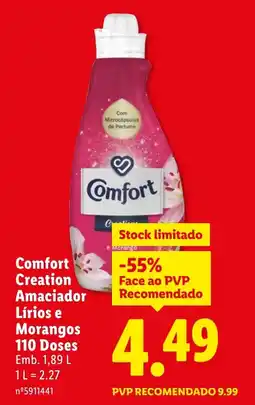 Lidl Comfort Creation Amaciador Lírios e Morangos 110 Doses promoção