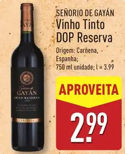 ALDI SEÑORIO DE GAYÁN Vinho Tinto DOP Reserva promoção