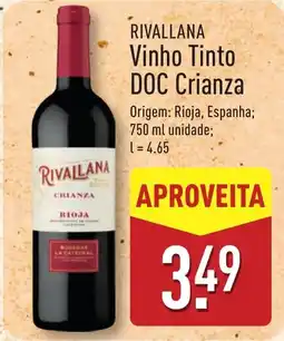 ALDI RIVALLANA Vinho Tinto DOC Crianza promoção