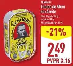 ALDI TENÓRIO Filetes de Atum em Azeite promoção