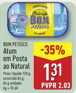 ALDI BOM PETISCO Atum em Posta ao Natural promoção