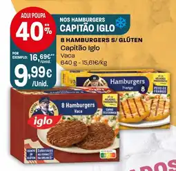 Intermarché 8 hamburgers s/ glúten Capitão Iglo promoção