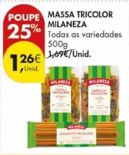 Pingo Doce Massa tricolor milaneza promoção