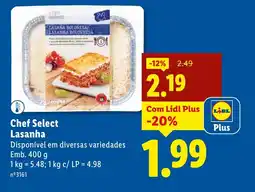 Lidl Chef Select Lasanha promoção