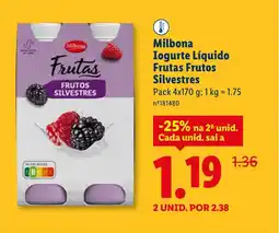 Lidl Milbona Iogurte Líquido Frutas Frutos Silvestres promoção