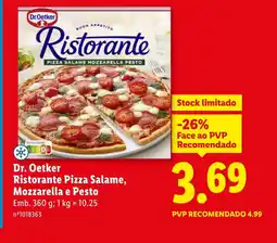 Lidl Dr. Oetker Ristorante Pizza Salame, Mozzarella e Pesto promoção