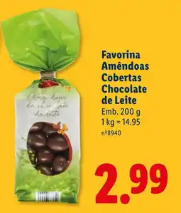 Lidl Favorina Amêndoas Cobertas Chocolate de Leite promoção