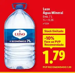 Lidl Luso Água Mineral promoção