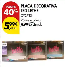 Pingo Doce Placa decorativa led lethe OT2713 promoção
