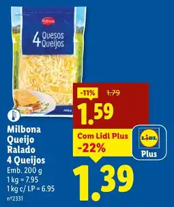 Lidl Milbona Queijo Ralado 4 Queijos promoção