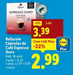 Lidl Bellarom Cápsulas de Café Espresso Ouro promoção