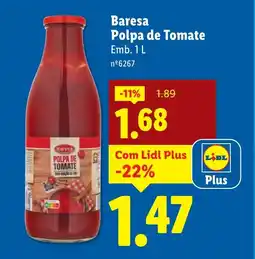 Lidl Baresa Polpa de Tomate promoção