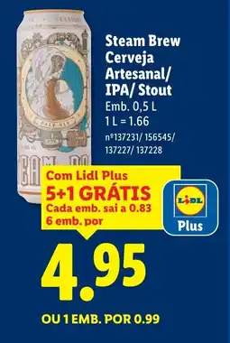 Lidl Steam Brew Cerveja Artesanal/ IPA/Stout promoção