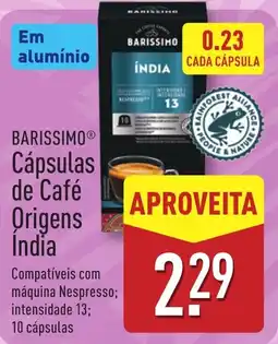 ALDI BARISSIMO Cápsulas de Café Origens İndia promoção