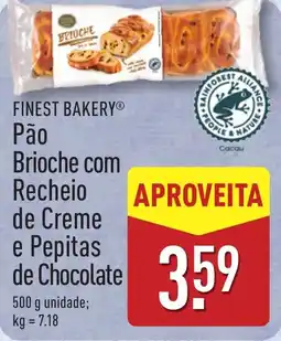 ALDI FINEST BAKERY Pão Brioche com Recheio de Creme e Pepitas de Chocolate promoção