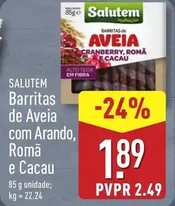 ALDI SALUTEM Barritas de Aveia com Arando, Romā e Cacau promoção