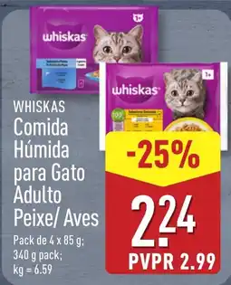ALDI WHISKAS Comida Húmida para Gato Adulto Peixe/Aves promoção