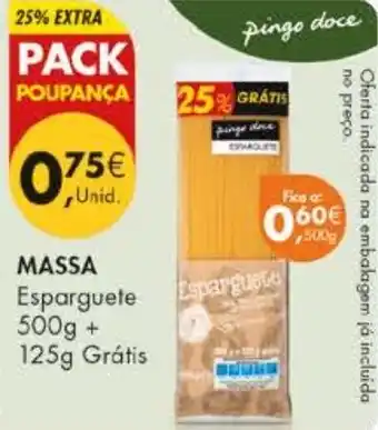Pingo Doce Massa esparguete promoção