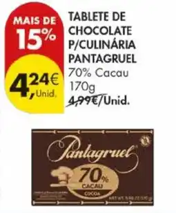 Pingo Doce Tablete de chocolate p/culinária pantagruel 70% cacau promoção