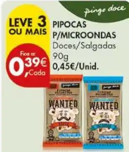 Pingo Doce Pipocas p/microondas promoção