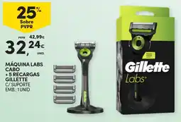 Continente Máquina labs cabo + 5 recargas gillette c/ suporte promoção