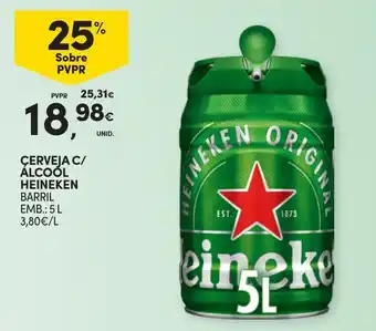 Cerveja c/ alcoól heineken barril