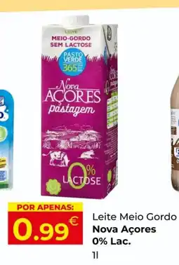 Miranda Supermercados Leite Meio Gordo Nova Açores 0% Lac. promoção