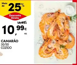 Continente Camarão 30/50 cozido promoção