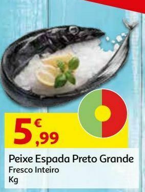 Peixe espada preto grande:fresco inteiro kg