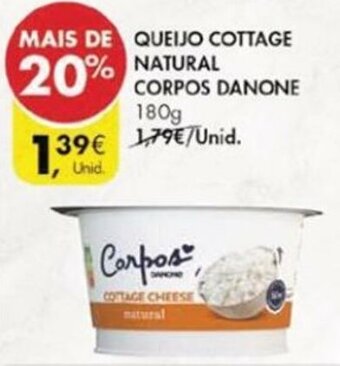 Pingo Doce Queijo Cottage Natural Corpos Danone 180g promoção