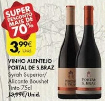 Pingo Doce Vinho Alentejo Portal S.Braz 75cl promoção