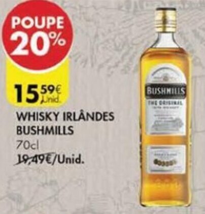 Pingo Doce Whisky Irlandês Bushmills 70cl promoção