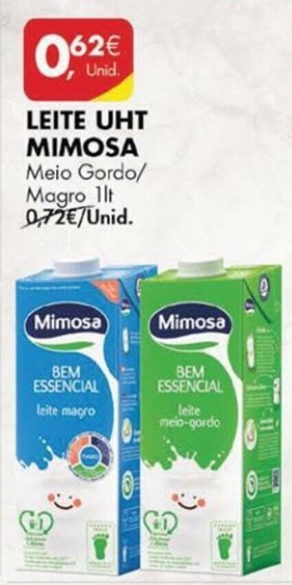 Pingo Doce Leite UHT Mimosa 1lt promoção