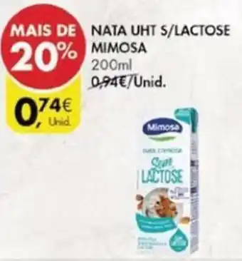 Pingo Doce Nata UHT s/Lactose Mimosa 200ml promoção
