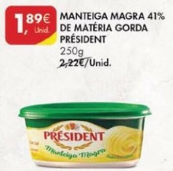 Pingo Doce Manteiga Magra 41% de Matéria Gorda Président 250g promoção