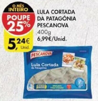 Pingo Doce Lula Cortada da Patagónia Pescanova 400g promoção