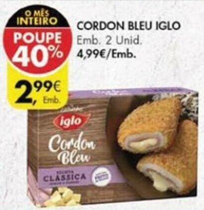 Pingo Doce Cordon Bleu Iglo 2 Unid promoção