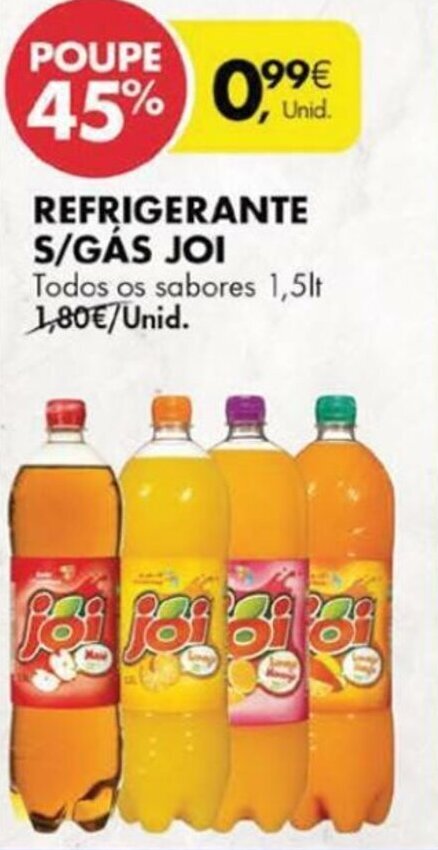 Pingo Doce Refrigerante s/Gás Joi 1,5lt promoção