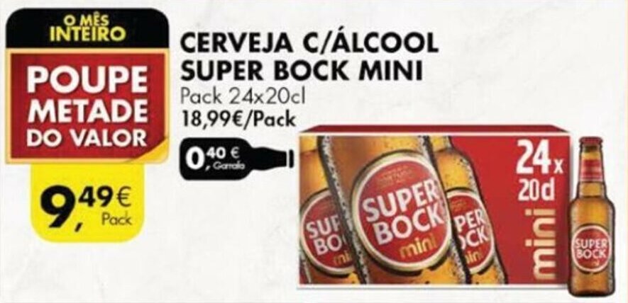 Pingo Doce Cerveja c/Álcool Super Bock Mini 24x20cl promoção