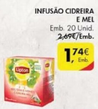 Pingo Doce Lipton Infusão Cidreira e Mel 20 unid promoção