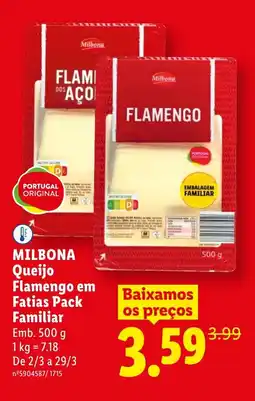 Lidl MILBONA Queijo Flamengo em Fatias Pack Familiar promoção