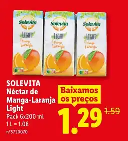Lidl SOLEVITA Néctar de Manga Laranja Light promoção