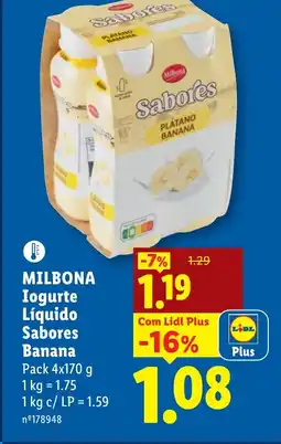 Lidl MILBONA Iogurte Líquido Sabores Banana promoção