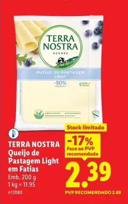 Lidl TERRA NOSTRA Queijo de Pastagem Light em Fatias promoção