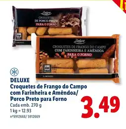 Lidl DELUXE Croquetes de Frango do Campo com Farinheira e Amêndoa/ Porco Preto para Forno promoção