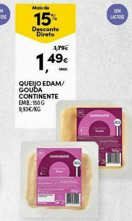 Continente Queijo edam continente promoção