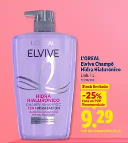 Lidl L'OREAL Elvive Champô Hidra Hialurónico promoção