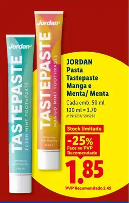Lidl JORDAN Pasta Tastepaste Manga e Menta/ Menta promoção