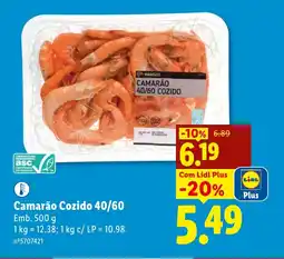 Lidl Camarão Cozido 40/60 promoção