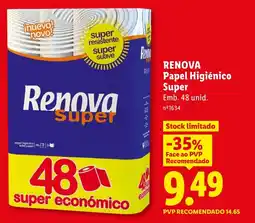 Lidl RENOVA Papel Higiénico Super promoção